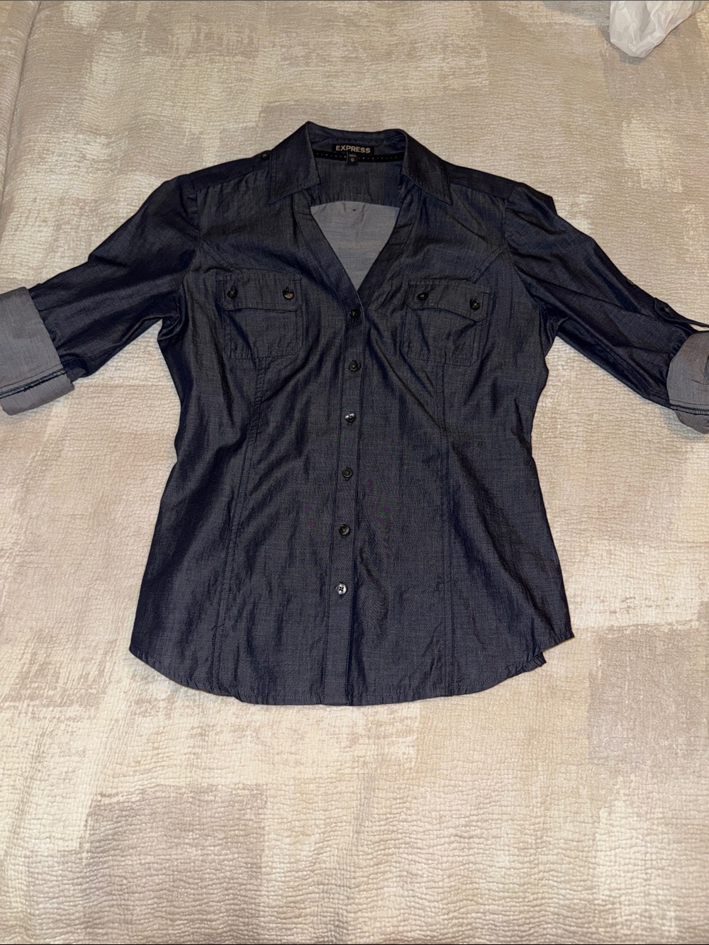 Express Women's Denim Button-Down Utility Shirt